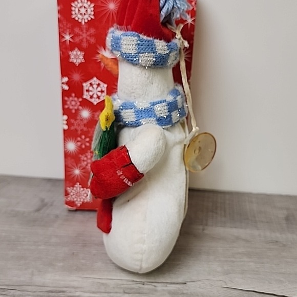 Vintage Fiber Optic Glowing‎ Christmas Plushees Snowman 11" Hanging Standing - Picture 11 of 11